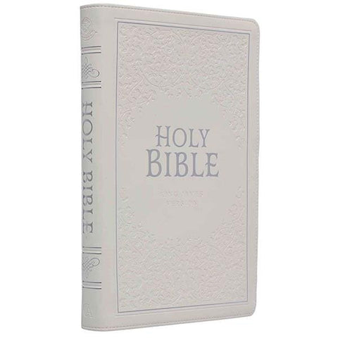KJV Large Print Thinline Wedding Bible-White LuxLeather Indexed
