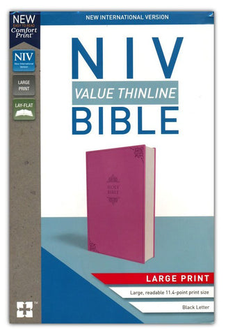 NIV Value Thinline Bible Large Print Pink, Imitation Leather with Holy Bible