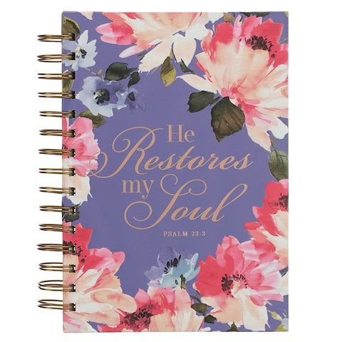 Journal Wirebound -He Restores My Soul Psalm 23:3-Large