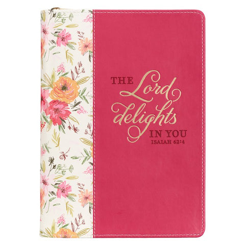Journal w/Zip Faux Leather-Lord Delights Isaiah 62:4