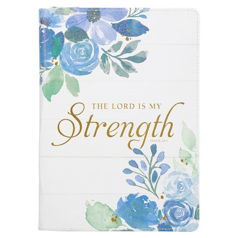 Journal w/Zip Faux Leather-Lord is My Strength Ps. 28:7