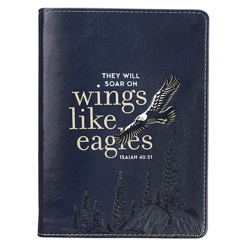 Journal-Handy Sized-Wings Like Eagles-Navy LuxLeather