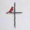 Cross and Bird -  Metal Cardinal and the Vine