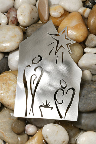 Standing Nativity in Stainless Steel