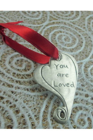 You Are Loved Heart Pewter Ornament
