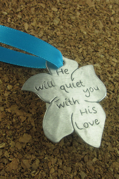 He Will Quiet You Pewter Ornament