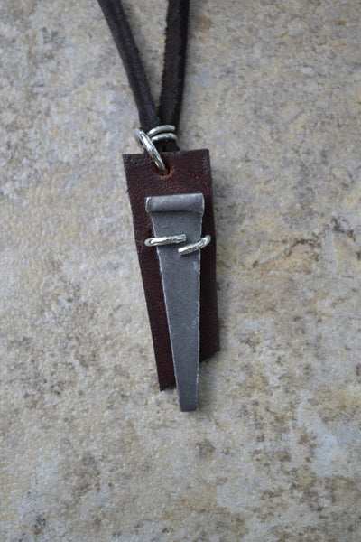 Pewter Nail on Leather  - Leather Necklace WAS $12 NOW