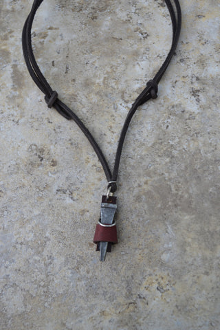 Pewter Nail with Leather strap - Leather Necklace-~WAS $12 NOW