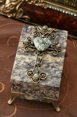 Ornate Cross Stone Box