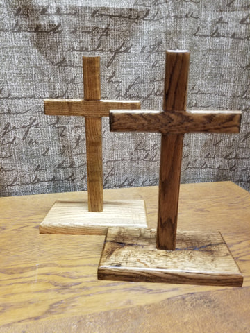 Wooden Standing Cross Pin Oak