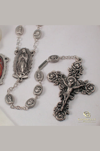 Matteo Antique Silver Bead Rosary featuring St. Juan Diego
