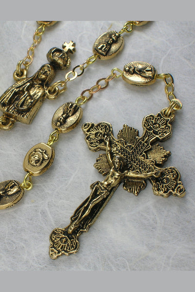FATIMA CROWN OF ROSES GOLD ROSARY