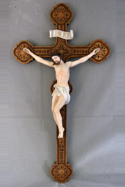 Cast Handpainted Wall Crucifix