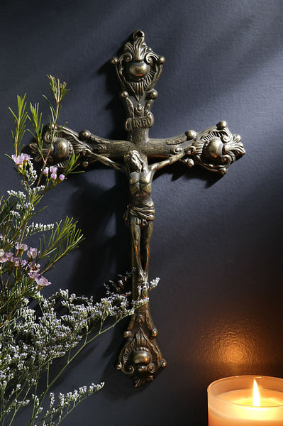 Brass Filigree Wall Crucifix