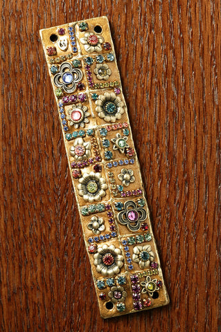 Mezuzah with Multi Colored Flowers