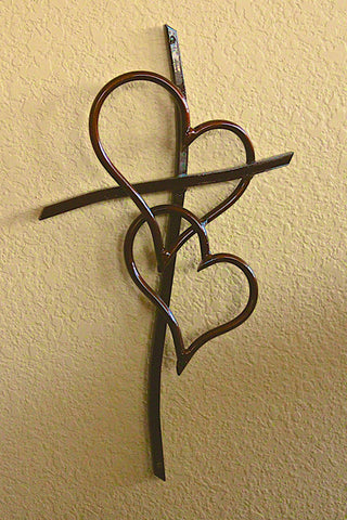 Double Heart Cross COPPER - Comes in 3 Sizes