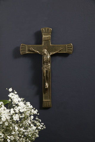 Traditional Antiqued Brass Crucifix