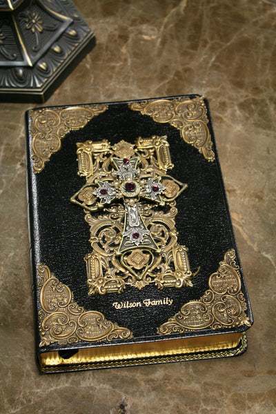 KJV Jeweled Large Print Leather Bible with Amethyst Crystals