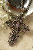 Garnet Lace Crystal Cross Pendant