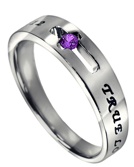Purity Solitaire Ring with Amethyst CZ- February Birthstone