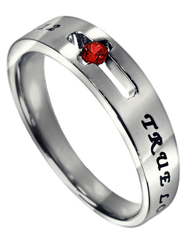 Purity Solitaire Ring with Garnet CZ-January Birthstone