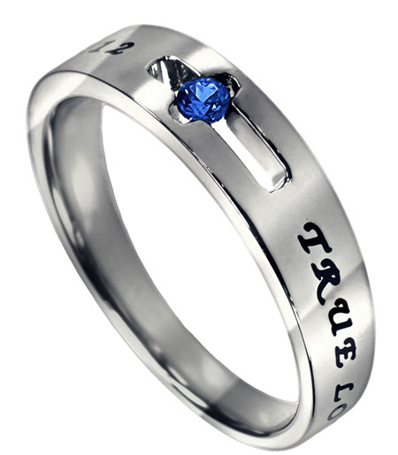 Purity Solitaire Ring with Sapphire CZ- September Birthstone