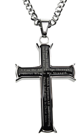 Black Strength Iron Cross Philippians 4:13