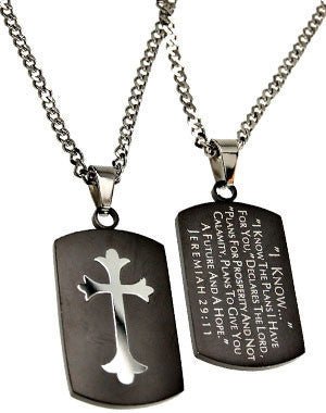Black Shield Cross Necklace I Know Jeremiah 29:11