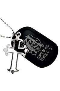 Cutout Cross with DogTag Necklace Armor of God