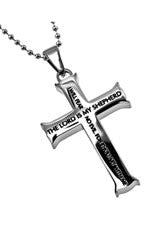 Steel Iron Cross "Lord is my Shepherd" Psalm 23