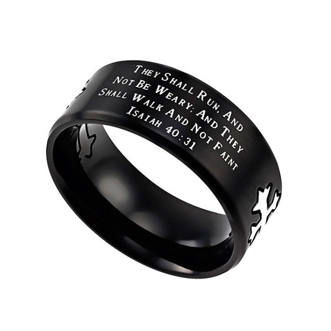 Neo Black Ring Strength Isaiah 40:31