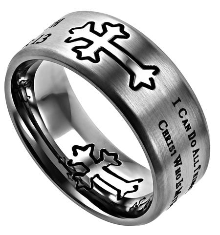 Neo Silver Ring His Strength Philippians 4:13