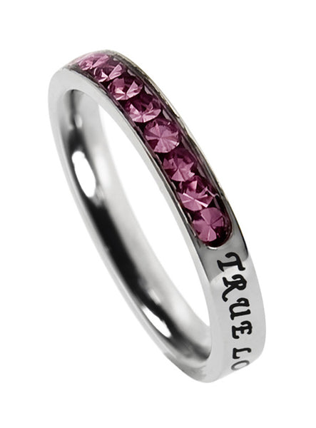 Princess Birthstone Ring October-Pink Sapphire "True Love Waits"