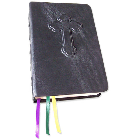 Handbound Budded Celtic Cross Engraved Leather Bible-KJV, NIV or NAB