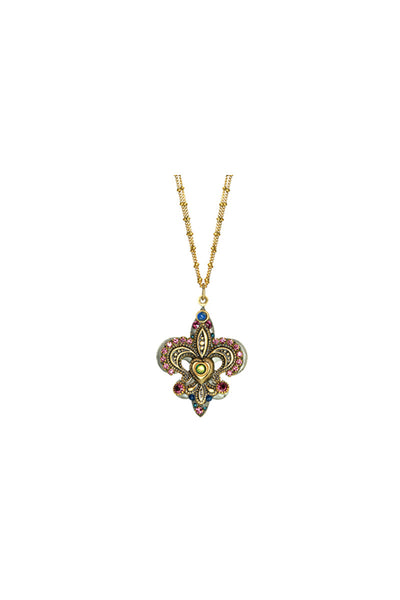 Florence Fleur De Lis Gemstone with Double Chain Necklace