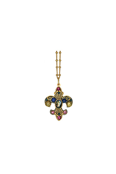 Florence Small Fleur De Lis Gemstone on Chain Necklace