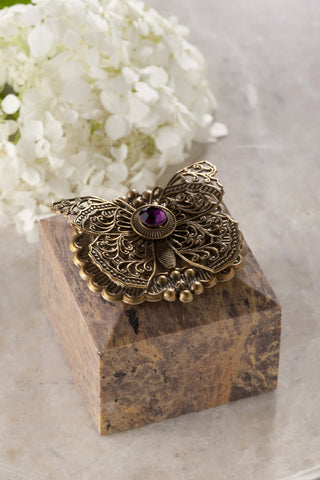 Butterfly & Crystal Square Ring Box