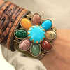 Southwest Gemstone Flower Cuff Bracelet