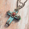 Turquoise Cathedral LARGE Cross Pendant