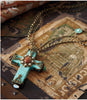 Turquoise Cathedral LARGE Cross Pendant