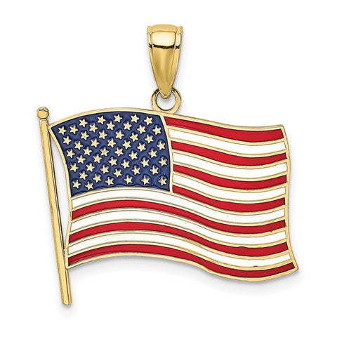 10K with Enamel American Flag Charm Only 1 Left