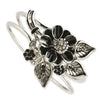 Silver-tone Black Enamel Floral Bracelet