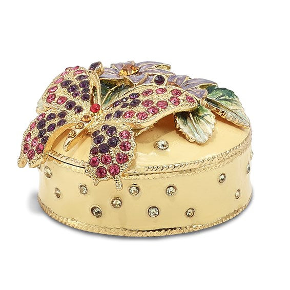 Bejeweled "Florian" Flowered Butterfly Trinket Box
