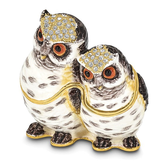 Trinket Box "Olga and Omar" Mother and baby owl Hinged