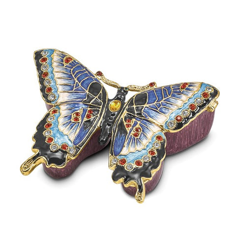 Bejeweled Blue Butterfly Trinket Box