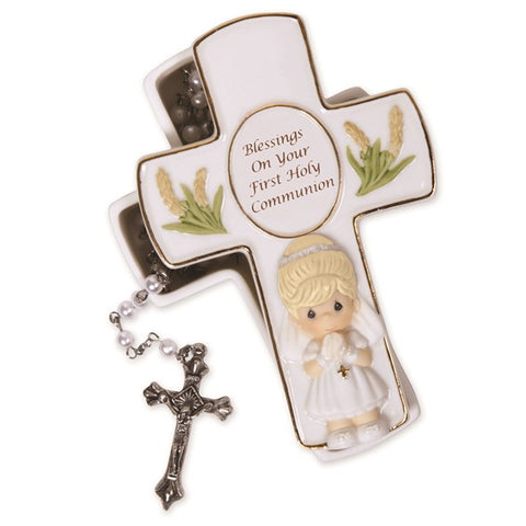 Precious Moments Blessings First Holy Communion White Rosary and Keepsake Box