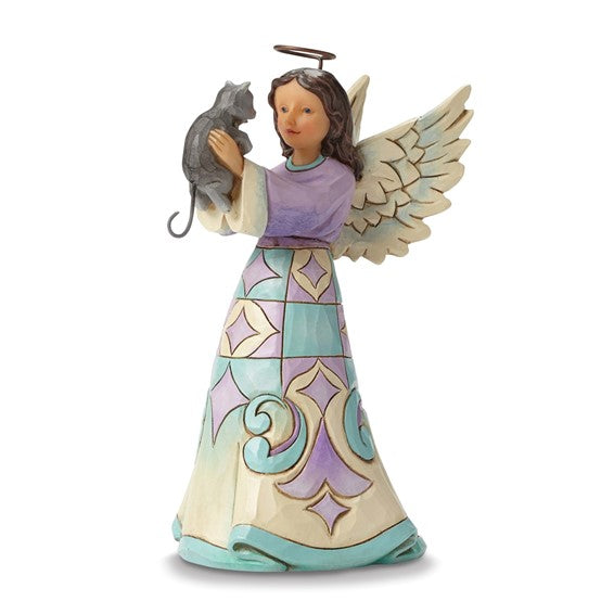 Jim Shore Heartwood Creek Angel with Cat Stone Resin Figurine