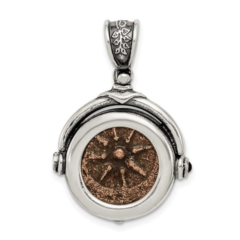 Antiqued Sterling Silver Widow's Mite Coin Pendant
