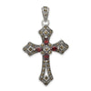 Sterling Silver Red CZ and Marcasite Cross Pendant