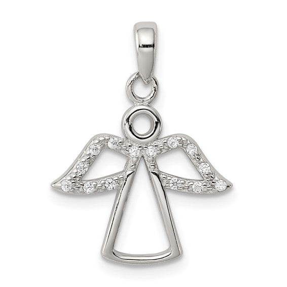 Sterling Silver Angel with CZ Wings Pendant